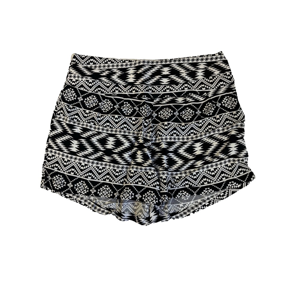 Charlotte Russe Women's S Black White High Waist Shorts Aztec BOHO Coachella Y2K